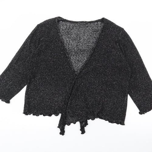 After Dark Womens Black V-Neck  Acrylic Cardigan Jumper One Size