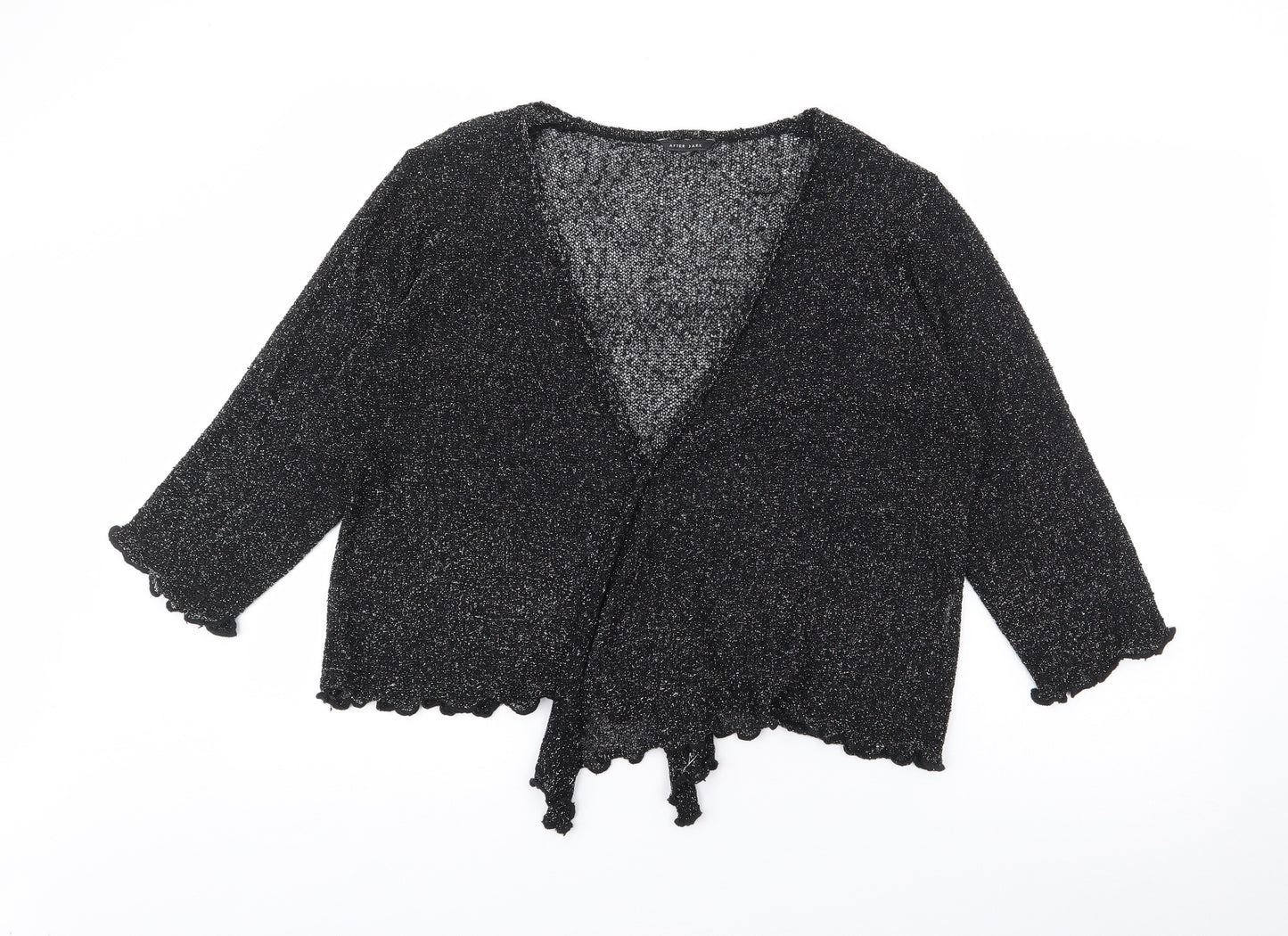After Dark Womens Black V-Neck  Acrylic Cardigan Jumper One Size