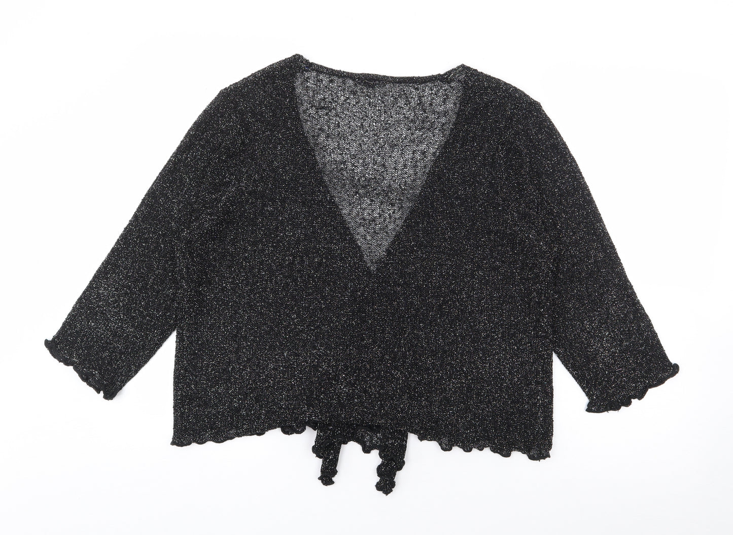 After Dark Womens Black V-Neck  Acrylic Cardigan Jumper One Size