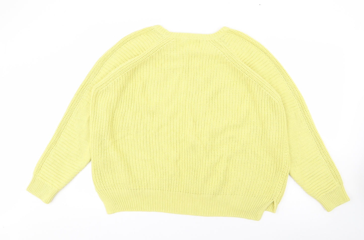 Marks and Spencer Womens Yellow Crew Neck  Cotton Pullover Jumper Size 24