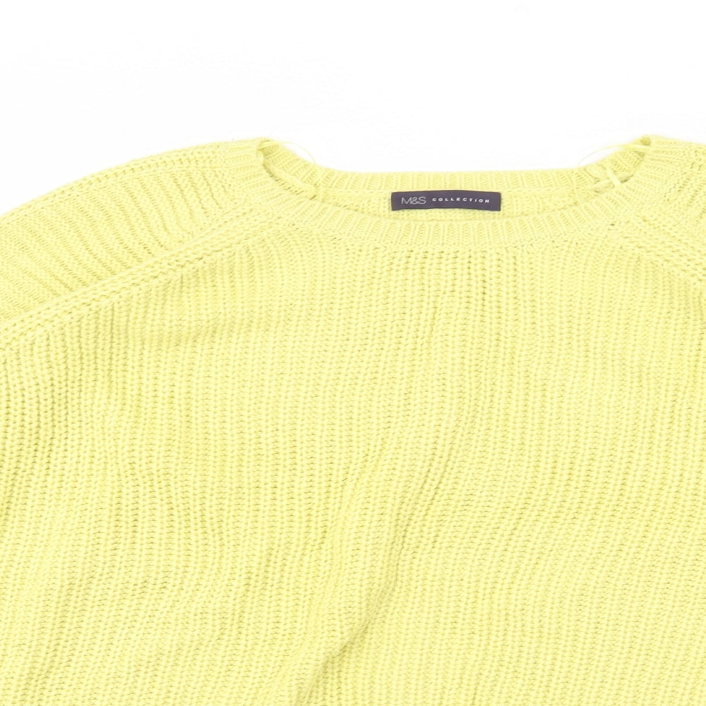 Marks and Spencer Womens Yellow Crew Neck  Cotton Pullover Jumper Size 24