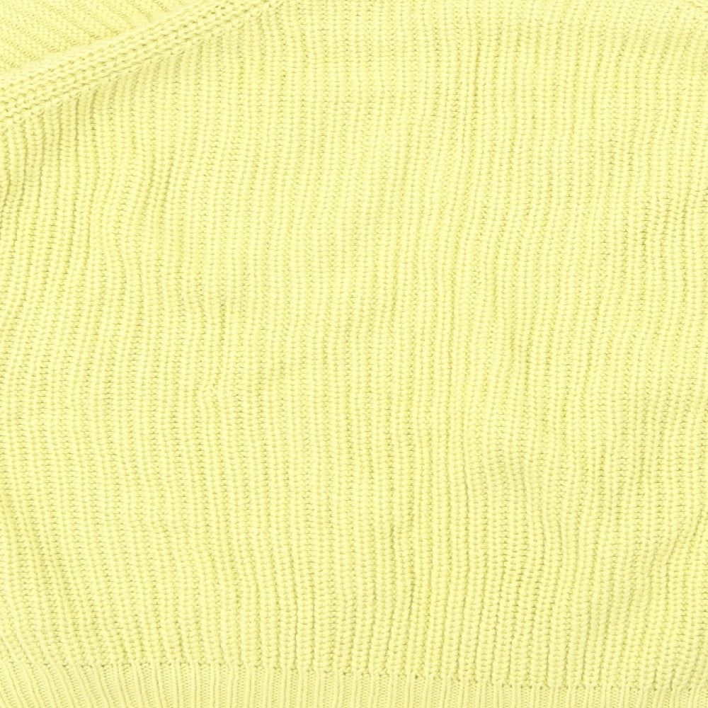 Marks and Spencer Womens Yellow Crew Neck  Cotton Pullover Jumper Size 24