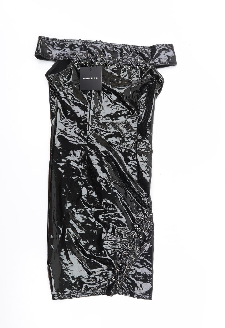 Parision Womens Black Polyester Bodycon Size 8 Off the Shoulder
