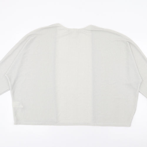 Monki Womens Silver V-Neck  Polyester Cardigan Jumper Size M