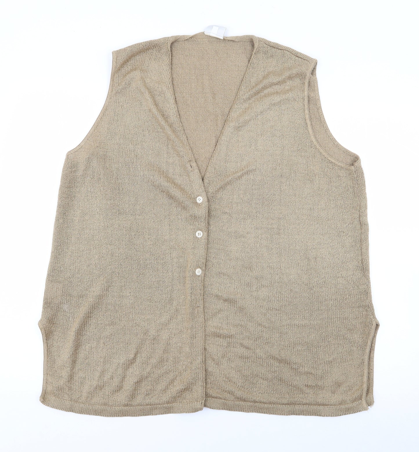 George Womens Brown V-Neck  Acrylic Cardigan Jumper Size 16