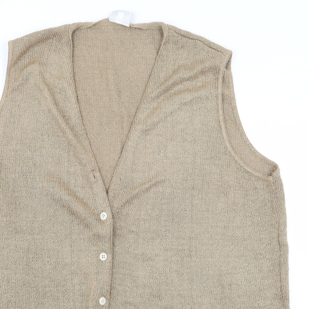 George Womens Brown V-Neck  Acrylic Cardigan Jumper Size 16