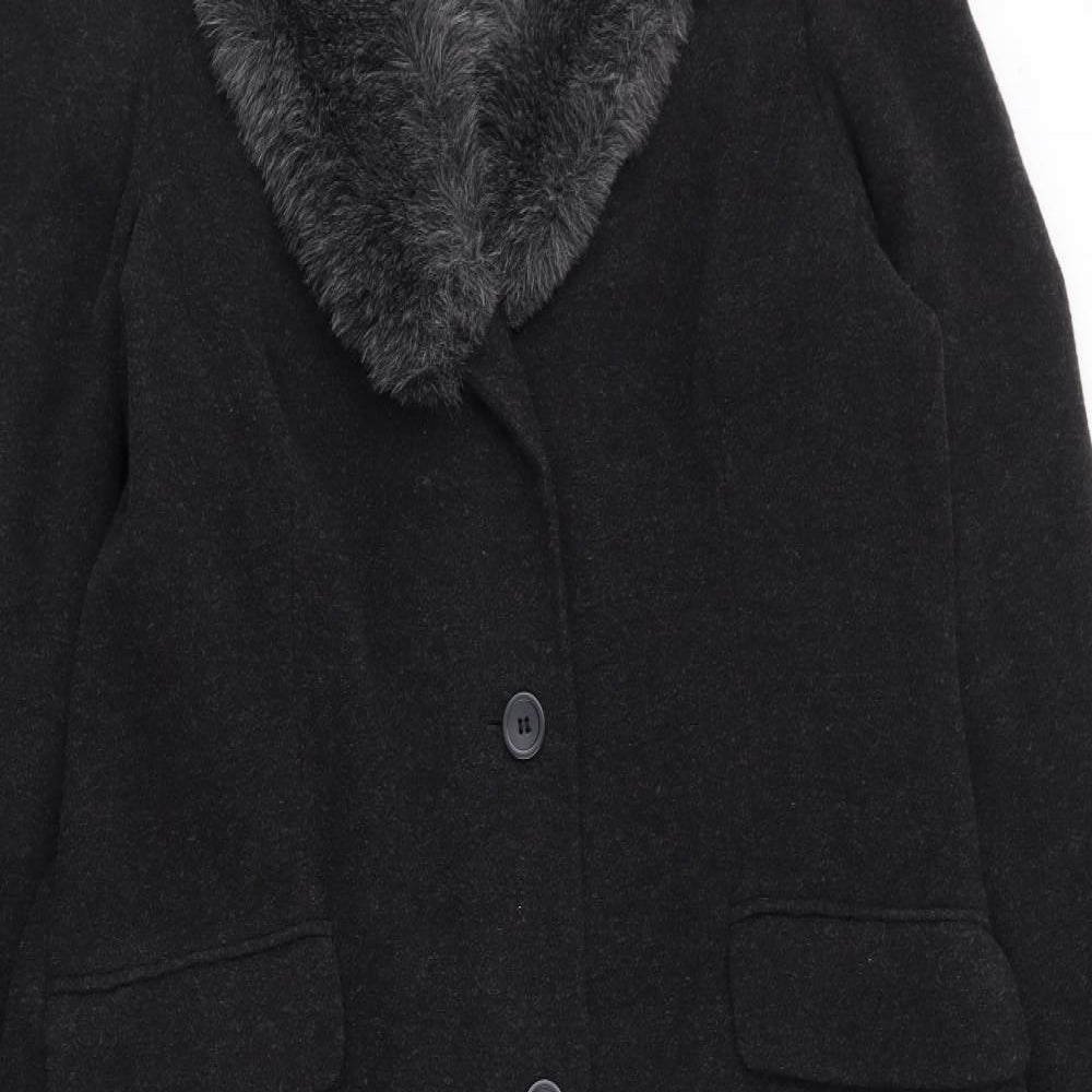 Dorothy Perkins Womens Grey   Overcoat Coat Size 14  Button