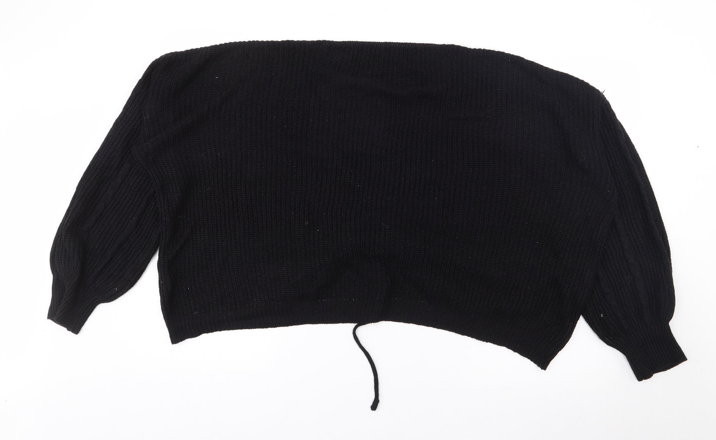 SheIn Womens Black V-Neck  Acrylic Pullover Jumper Size XL