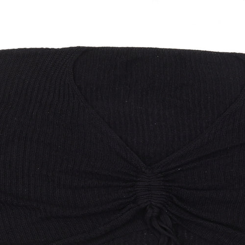 SheIn Womens Black V-Neck  Acrylic Pullover Jumper Size XL