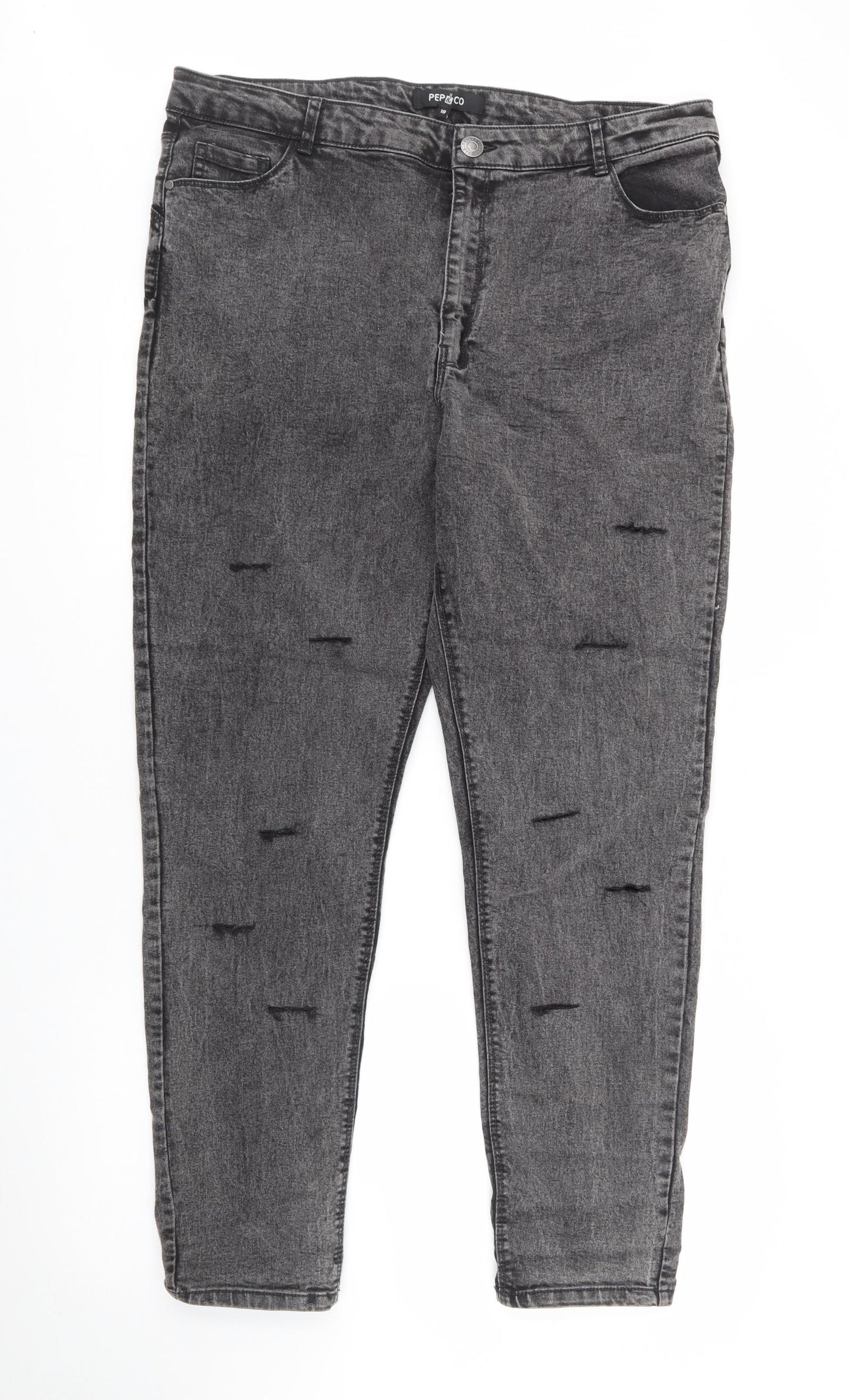 Pep & Co Womens Grey  Cotton Skinny Jeans Size 18 L29 in Regular