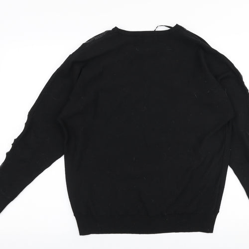 Primark Womens Black Round Neck  Polyester Pullover Jumper Size M