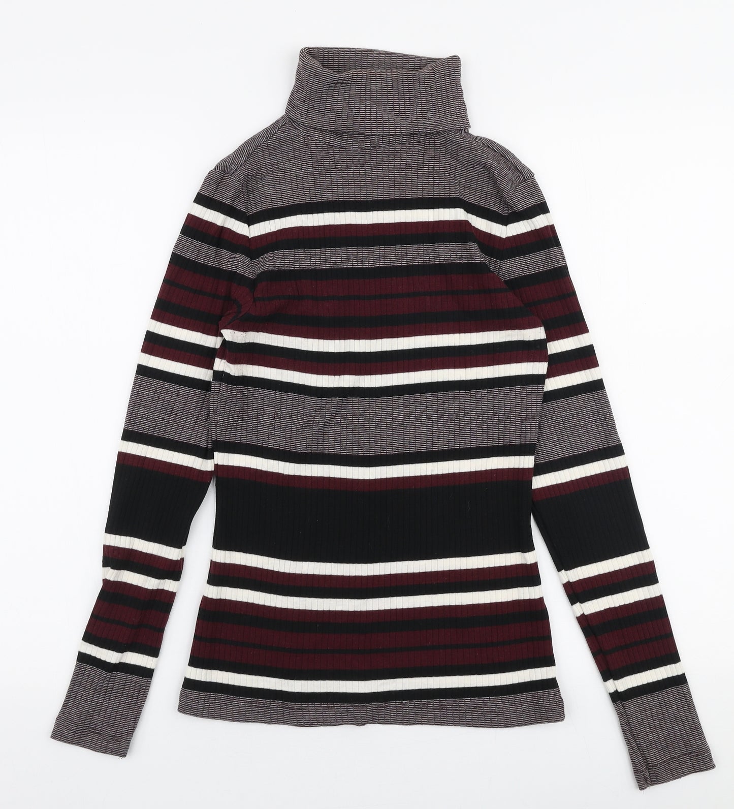 New Look Womens Multicoloured Roll Neck Striped Cotton Pullover Jumper Size 12