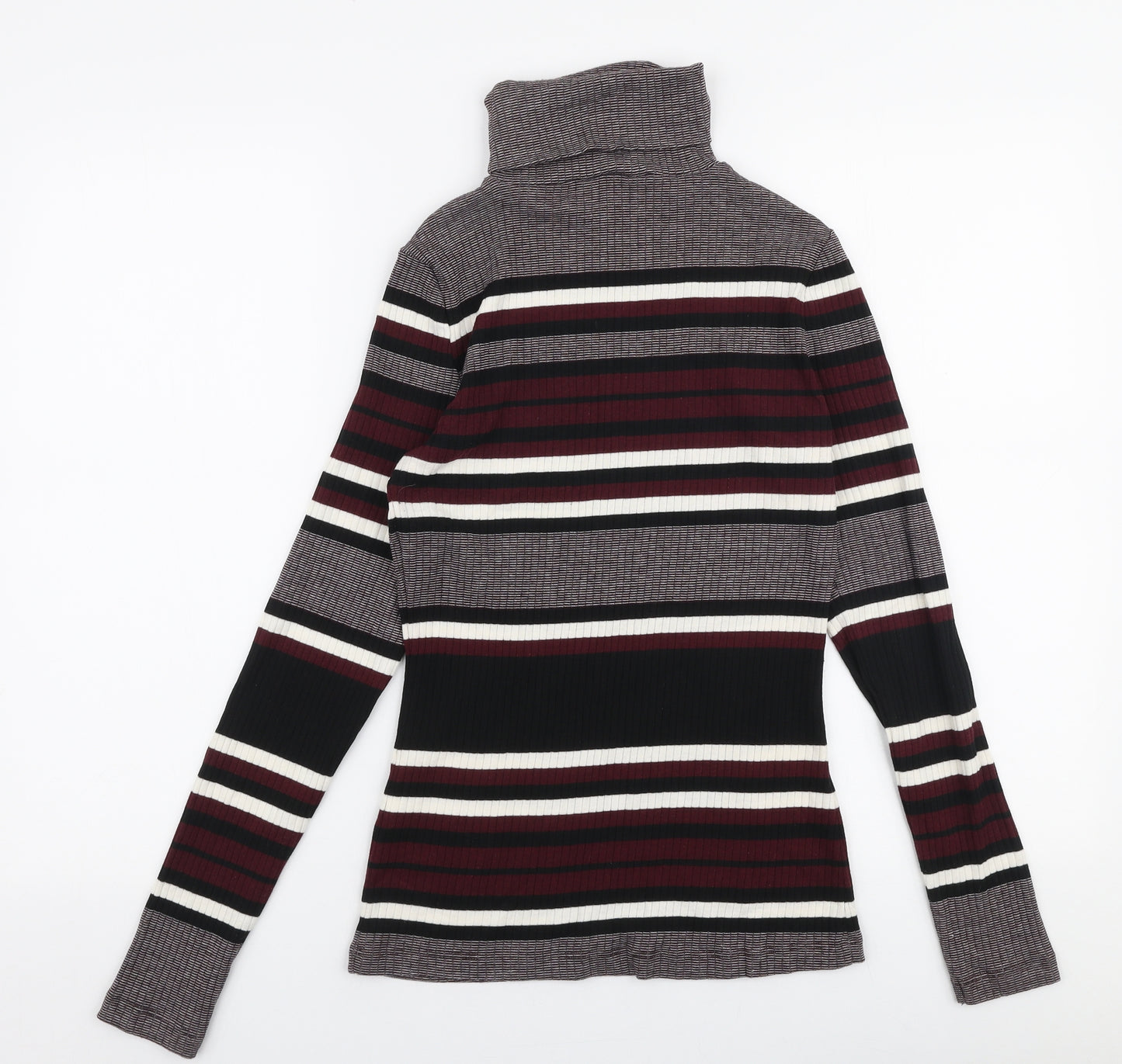 New Look Womens Multicoloured Roll Neck Striped Cotton Pullover Jumper Size 12