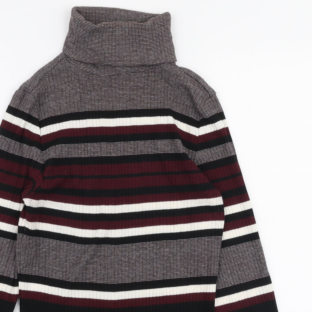 New Look Womens Multicoloured Roll Neck Striped Cotton Pullover Jumper Size 12