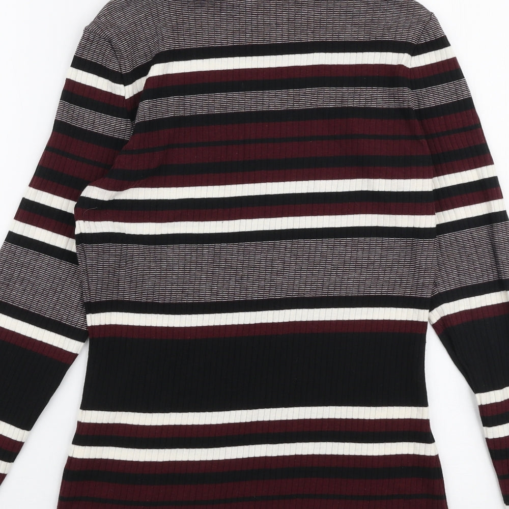 New Look Womens Multicoloured Roll Neck Striped Cotton Pullover Jumper Size 12