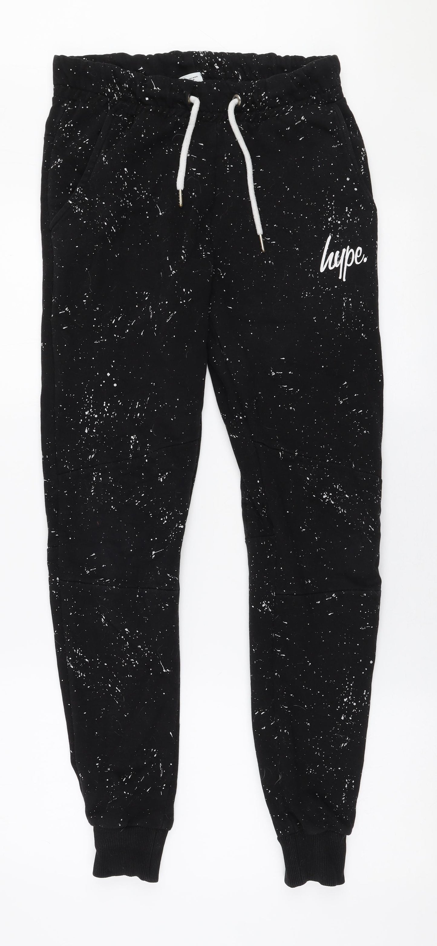 Hype Mens Black  Polyester Jogger Trousers Size XS L30 in Slim Drawstring