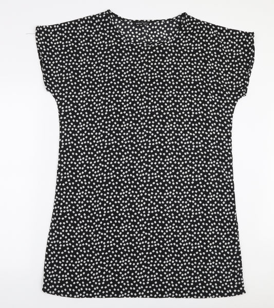 Front view of SHEIN women’s black floral polyester a-line, size L, round neck pullover