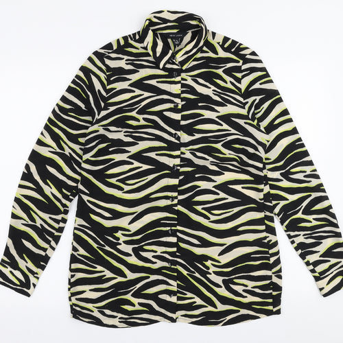 New Look Womens Multicoloured Animal Print Polyester Basic Blouse Size 10 Collared