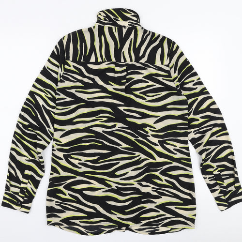 New Look Womens Multicoloured Animal Print Polyester Basic Blouse Size 10 Collared