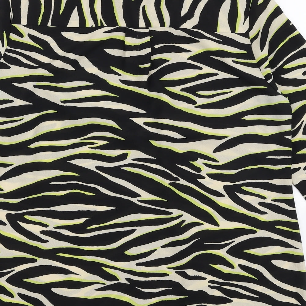 New Look Womens Multicoloured Animal Print Polyester Basic Blouse Size 10 Collared