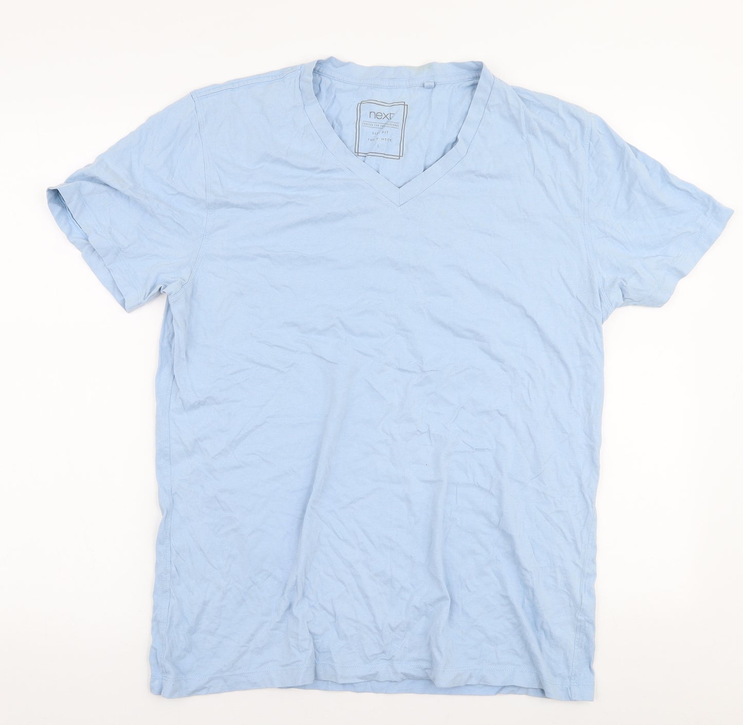 NEXT Mens Blue  Cotton  T-Shirt Size L V-Neck