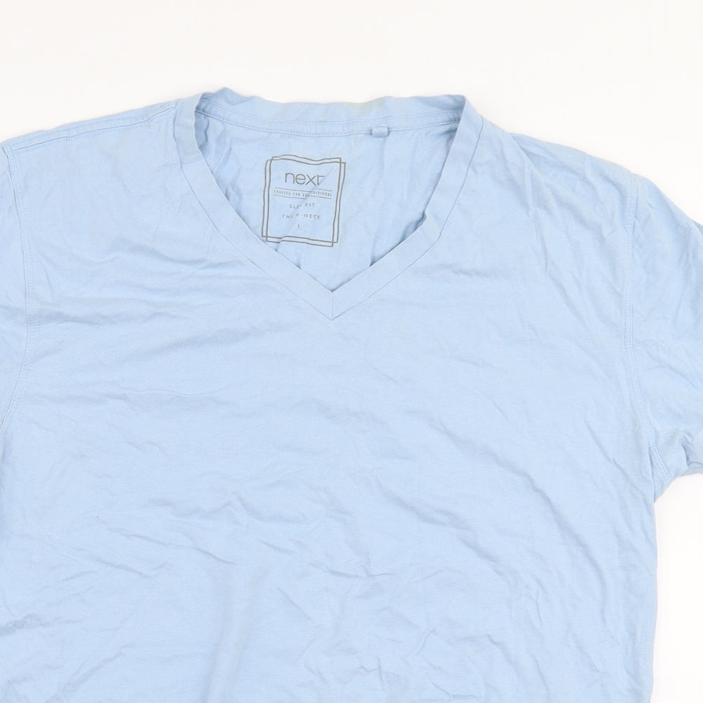 NEXT Mens Blue  Cotton  T-Shirt Size L V-Neck
