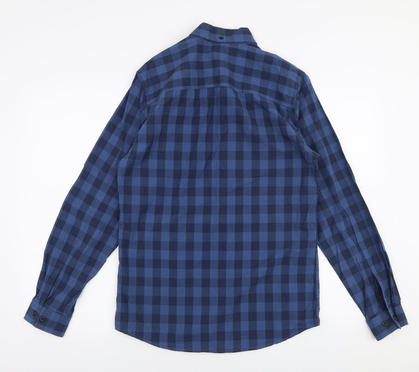 JACK & JONES Mens Blue Check Cotton  Button-Up Size S Collared Button