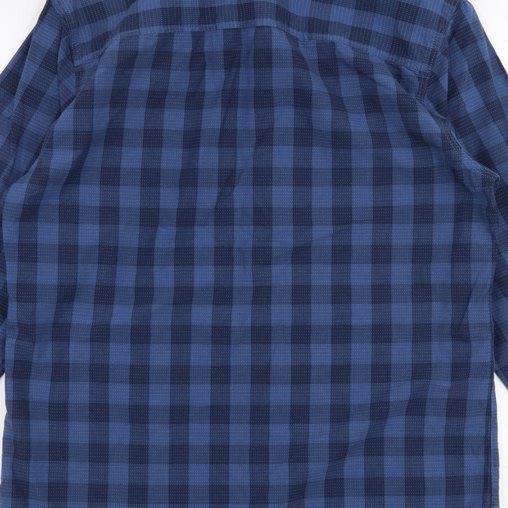 JACK & JONES Mens Blue Check Cotton  Button-Up Size S Collared Button