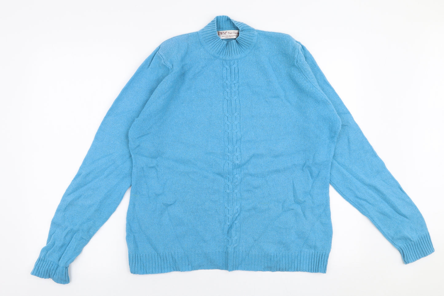 Edinburgh Woolen Mill Womens Blue High Neck  Wool Pullover Jumper Size L
