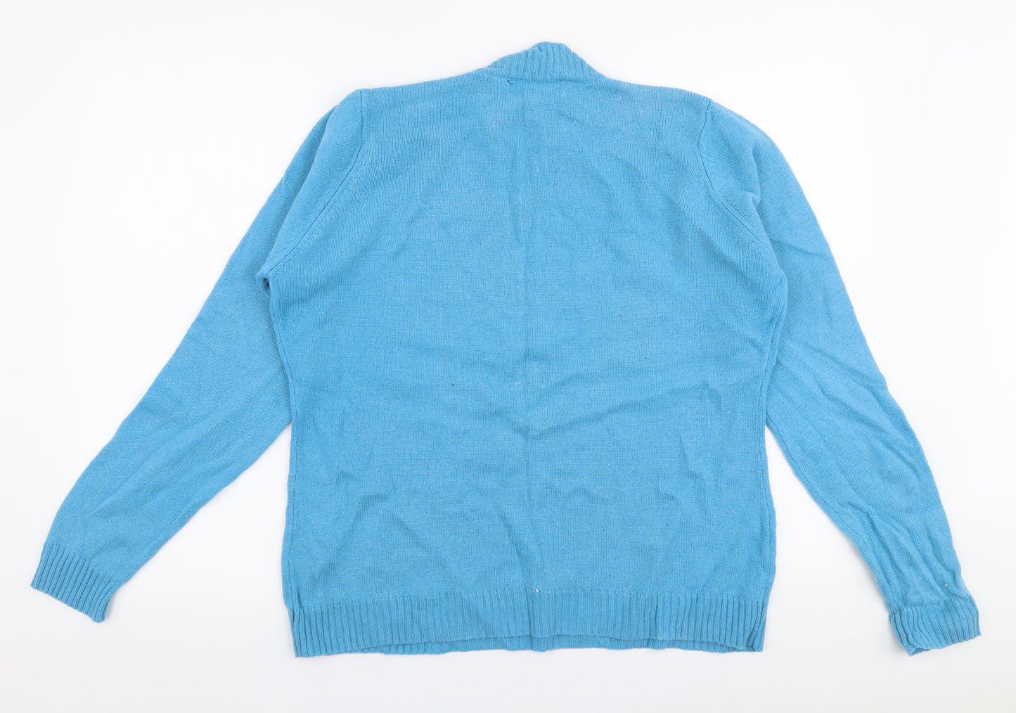 Edinburgh Woolen Mill Womens Blue High Neck  Wool Pullover Jumper Size L