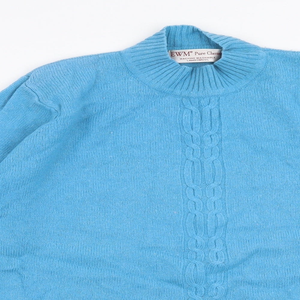 Edinburgh Woolen Mill Womens Blue High Neck  Wool Pullover Jumper Size L
