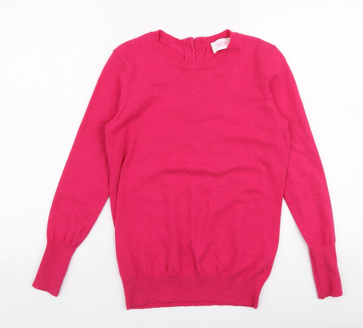 Savoir Womens Pink Round Neck Viscose Pullover Jumper Size XS