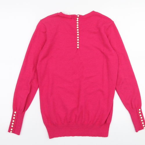 Savoir Womens Pink Round Neck  Viscose Pullover Jumper Size XS