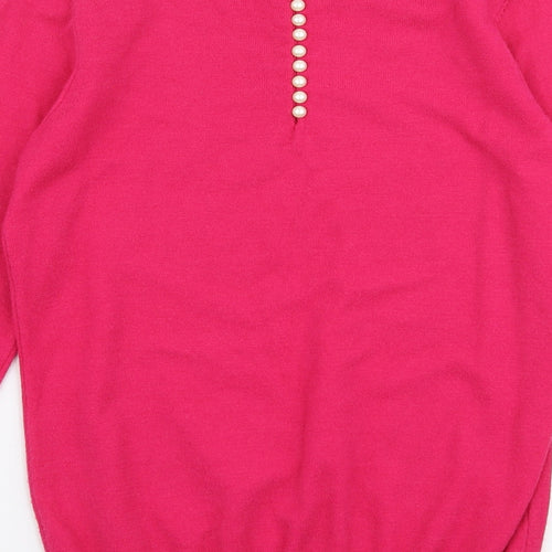 Savoir Womens Pink Round Neck  Viscose Pullover Jumper Size XS