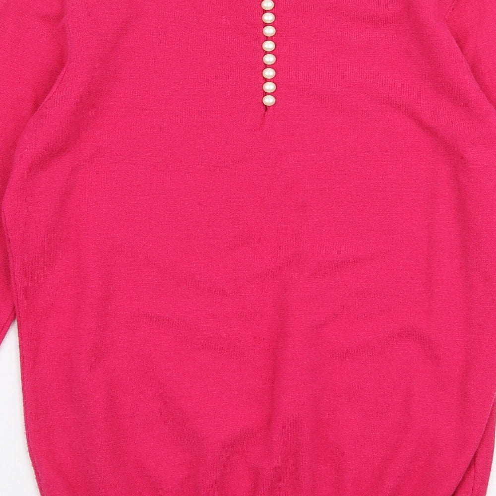 Savoir Womens Pink Round Neck  Viscose Pullover Jumper Size XS