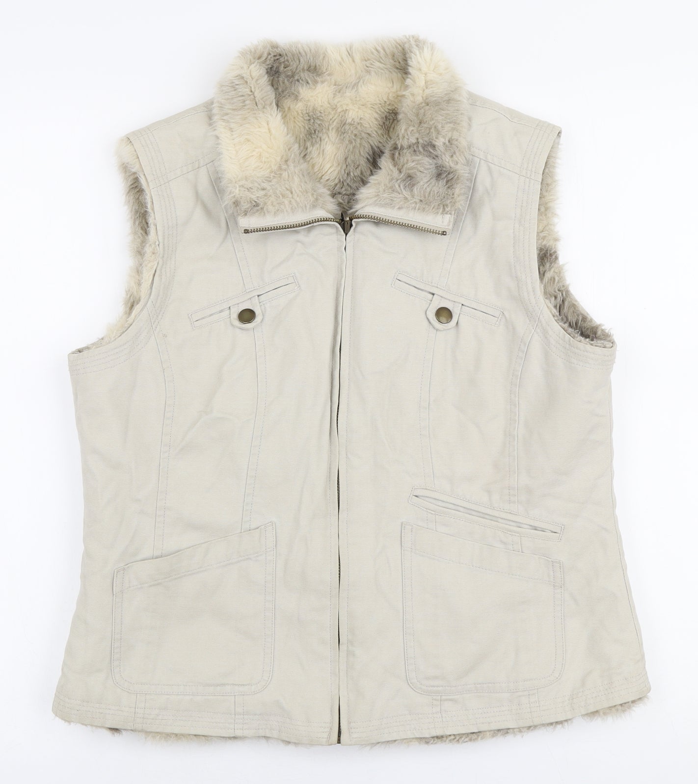 Principles Womens Beige   Gilet Coat Size 14  Zip