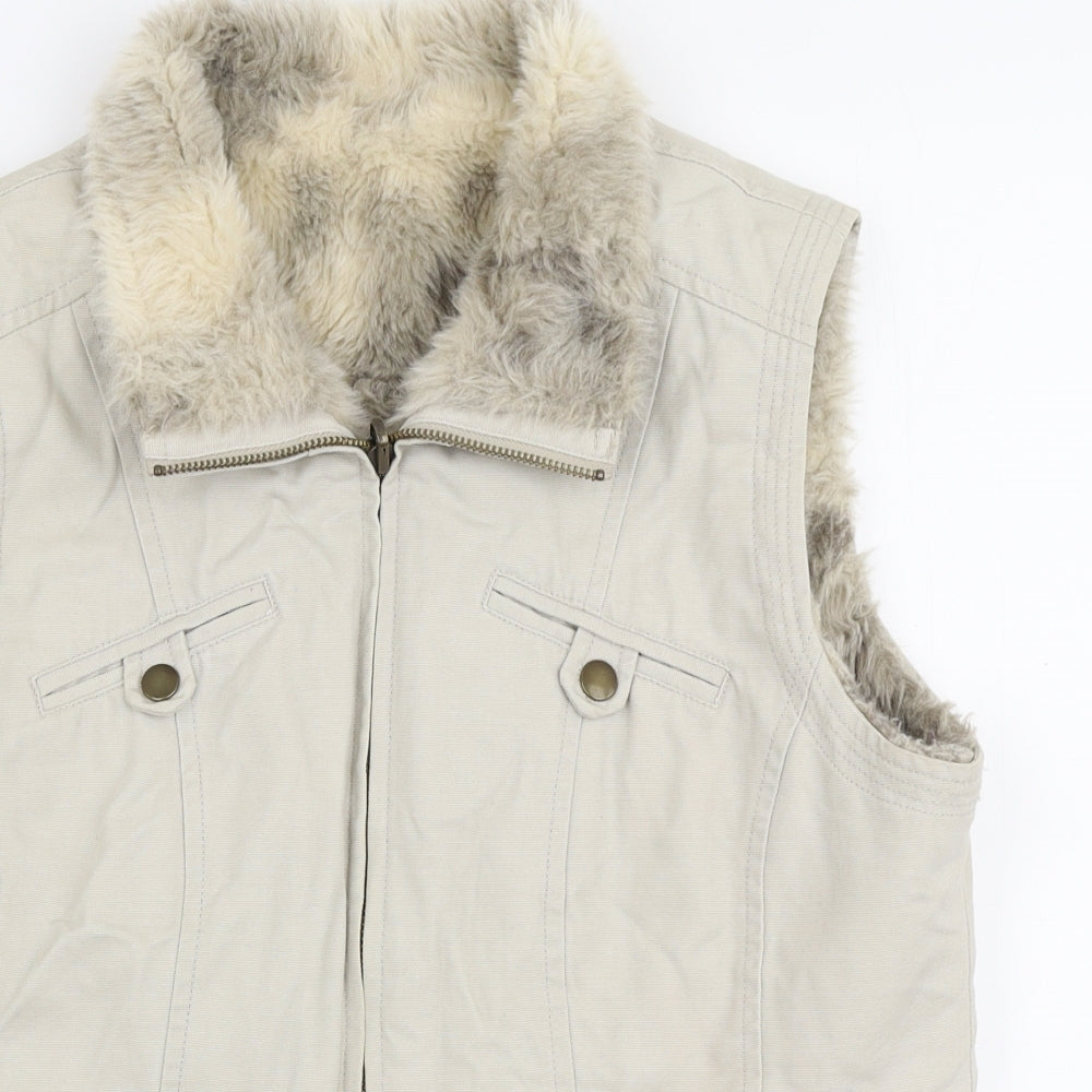 Principles Womens Beige   Gilet Coat Size 14  Zip