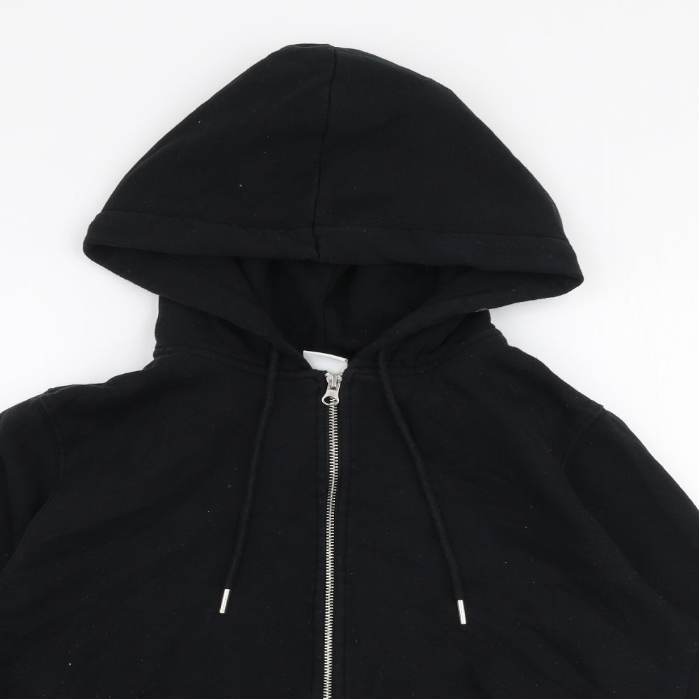 H&M Womens Black  Cotton Full Zip Hoodie Size S  Zip