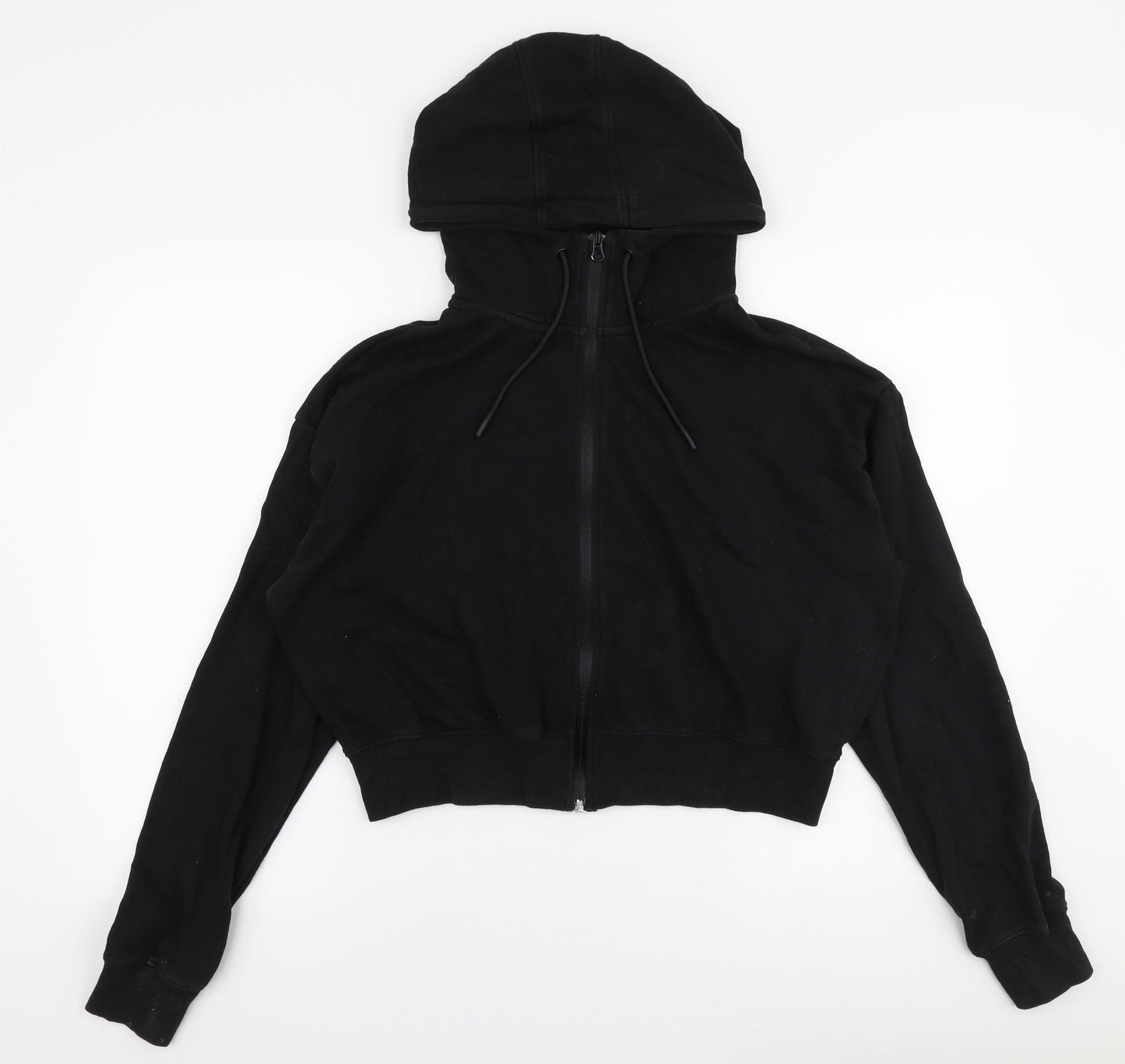 H&M Womens Black  Cotton Full Zip Hoodie Size M  Zip