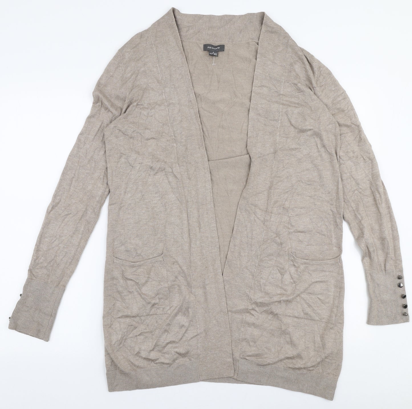 Primark Womens Beige V-Neck  Viscose Cardigan Jumper Size S