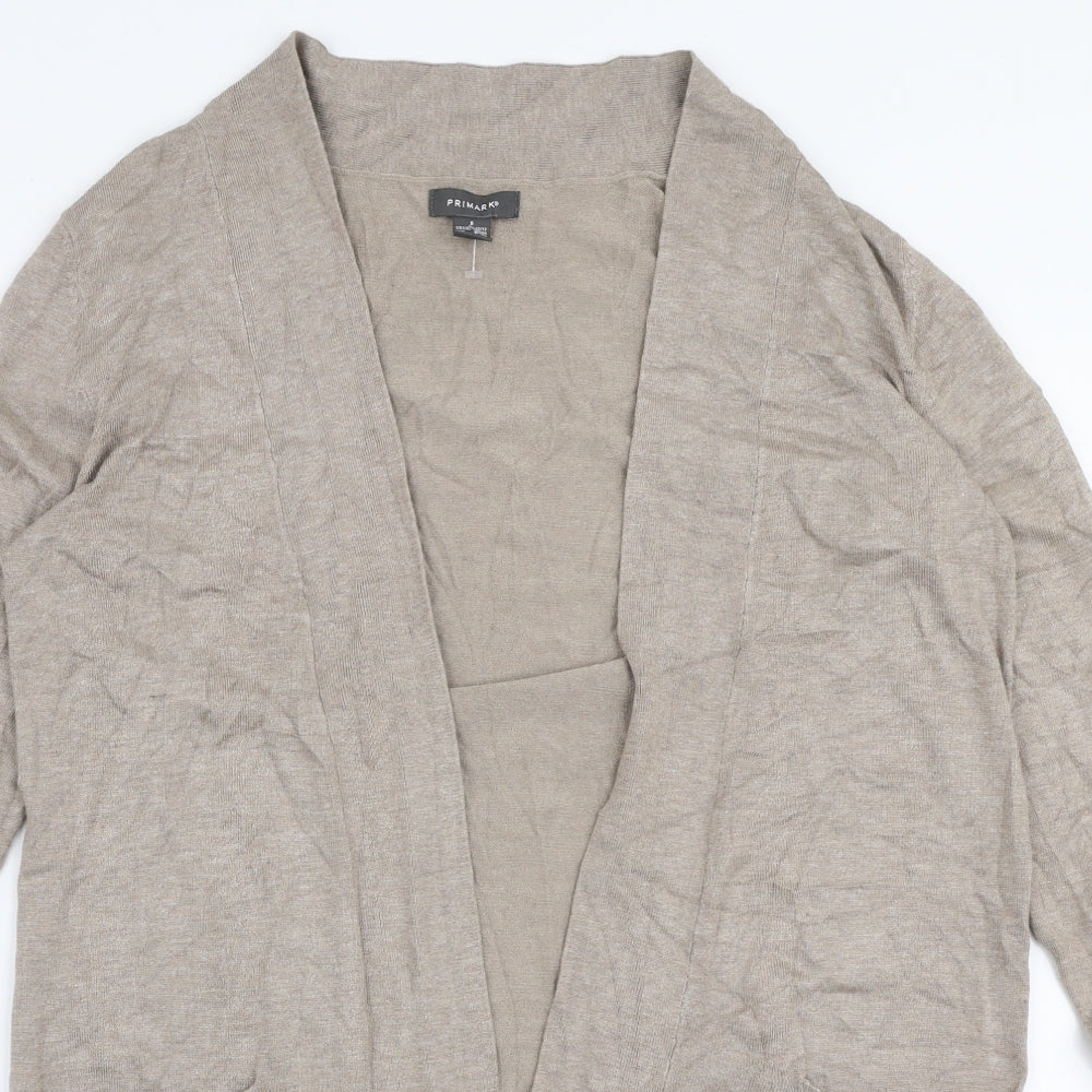 Primark Womens Beige V-Neck  Viscose Cardigan Jumper Size S