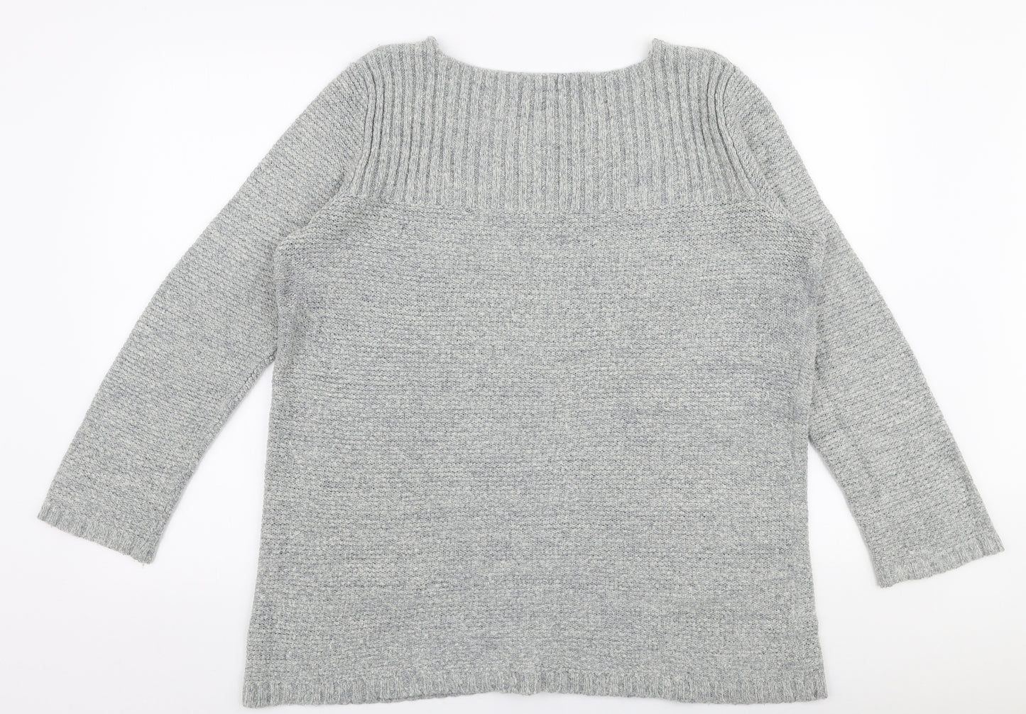 M&Co Womens Grey Boat Neck  Acrylic Pullover Jumper Size 16