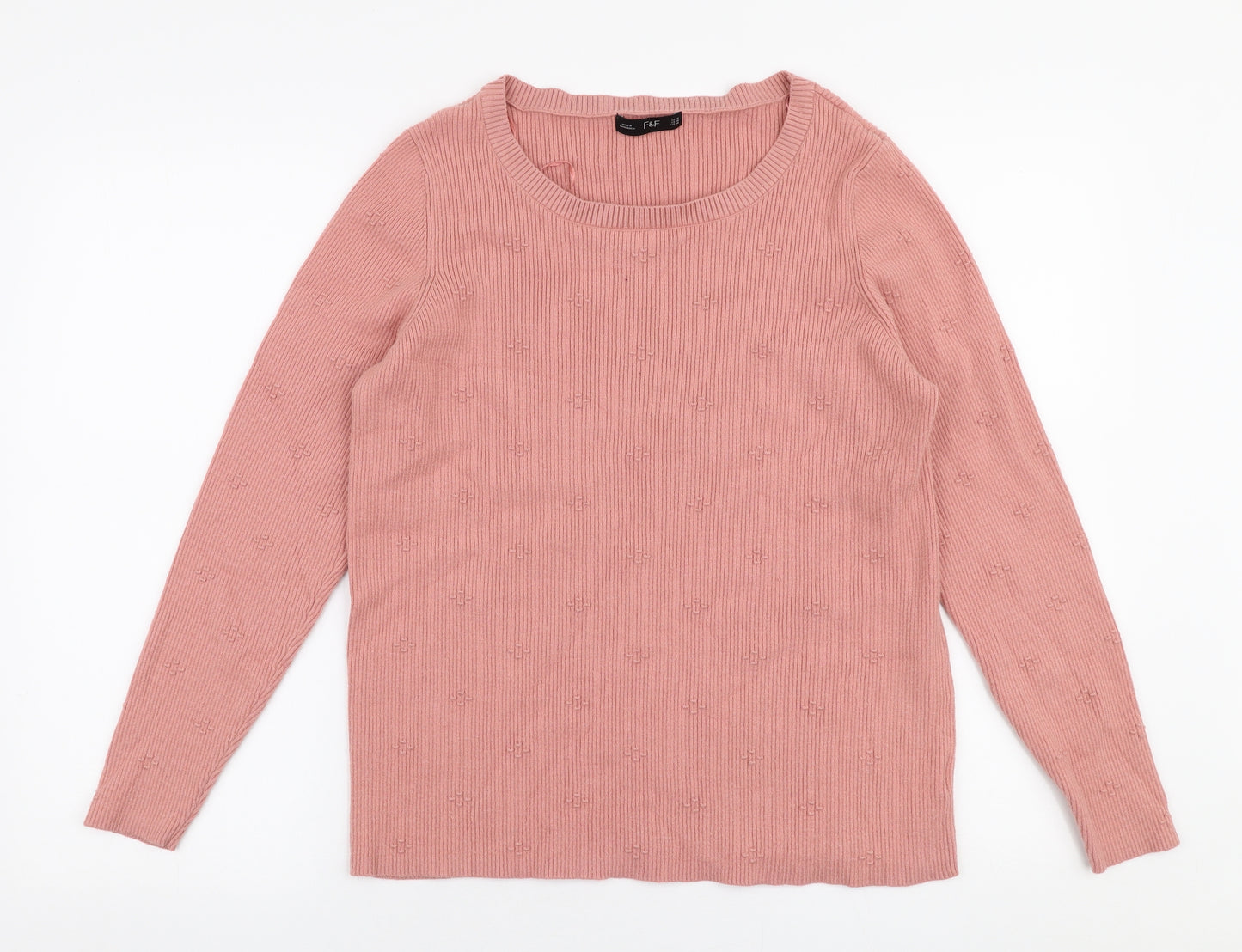 F&F Womens Pink Round Neck  Viscose Pullover Jumper Size 20