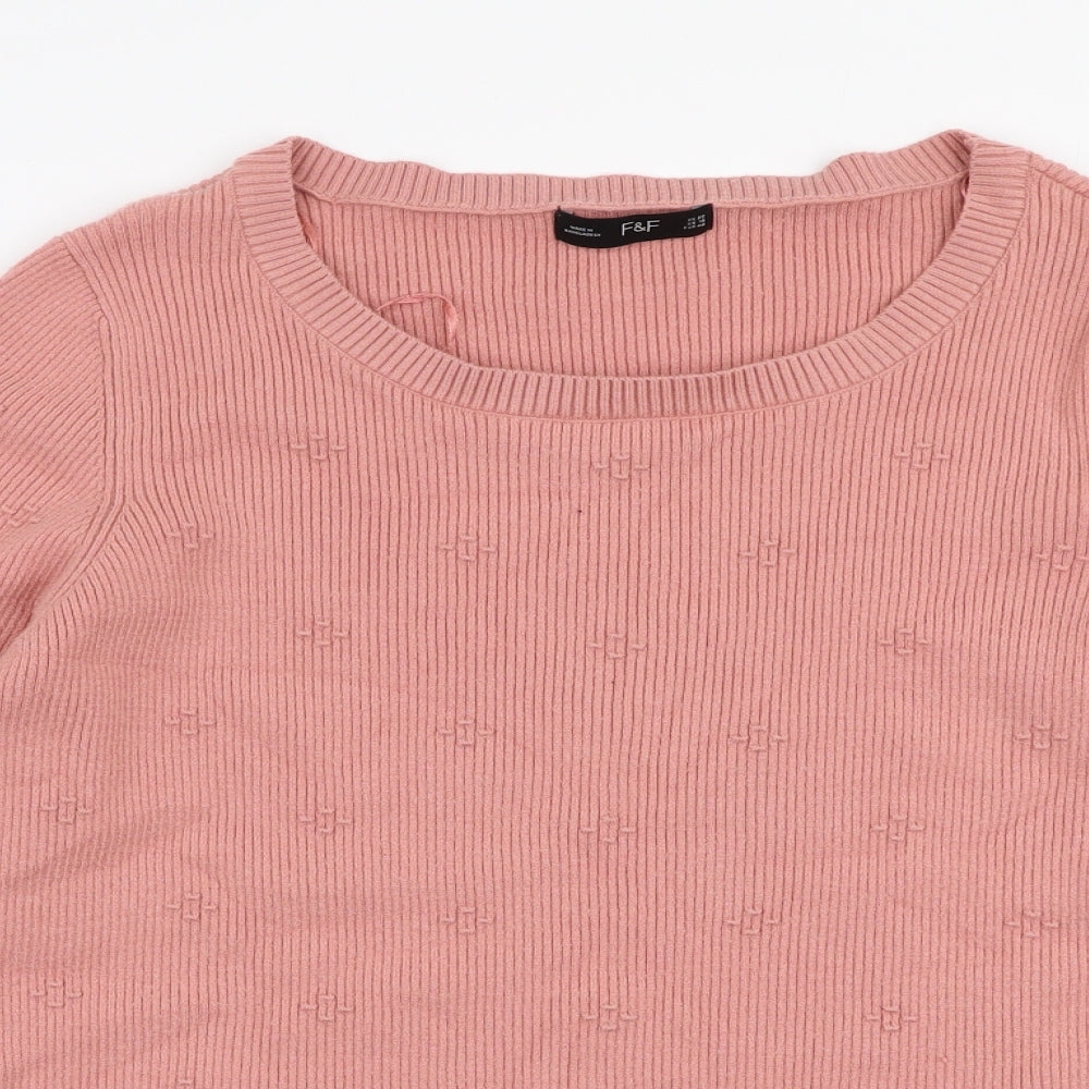 F&F Womens Pink Round Neck  Viscose Pullover Jumper Size 20