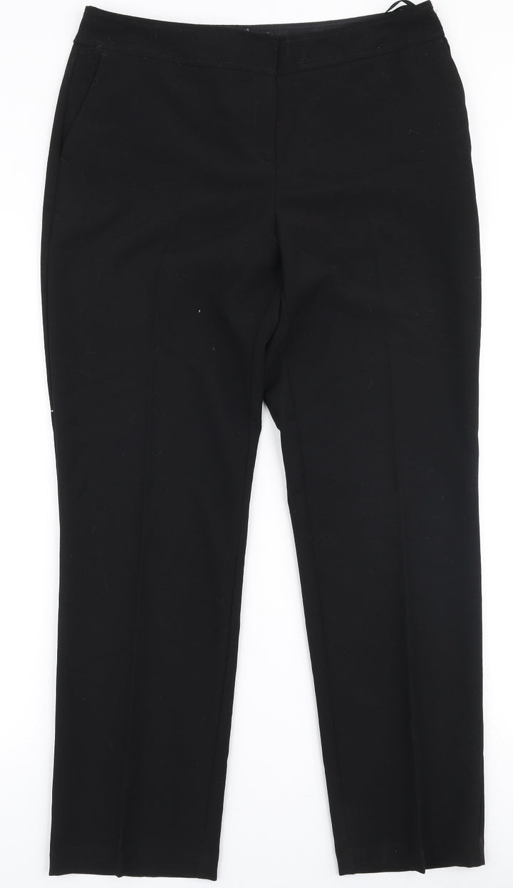 F&F Womens Black Polyester Trousers Size 12 L28 in Regular Zip