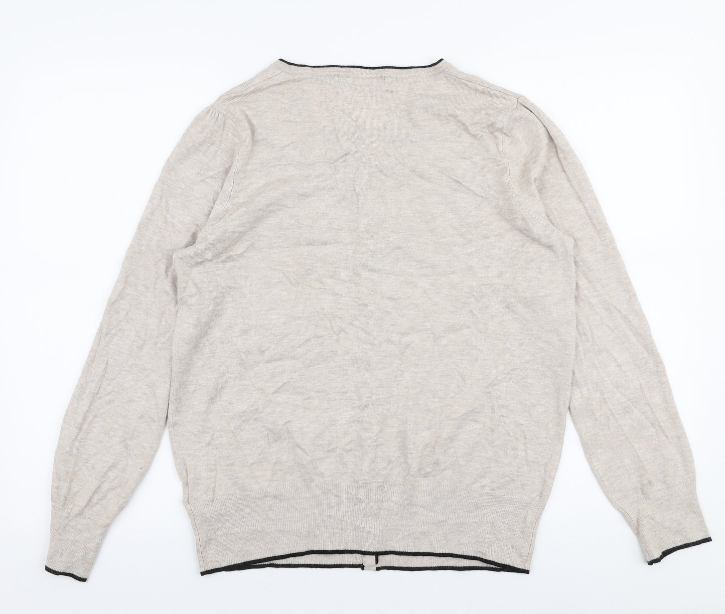 Marks and Spencer Womens Beige Round Neck  Viscose Cardigan Jumper Size 16