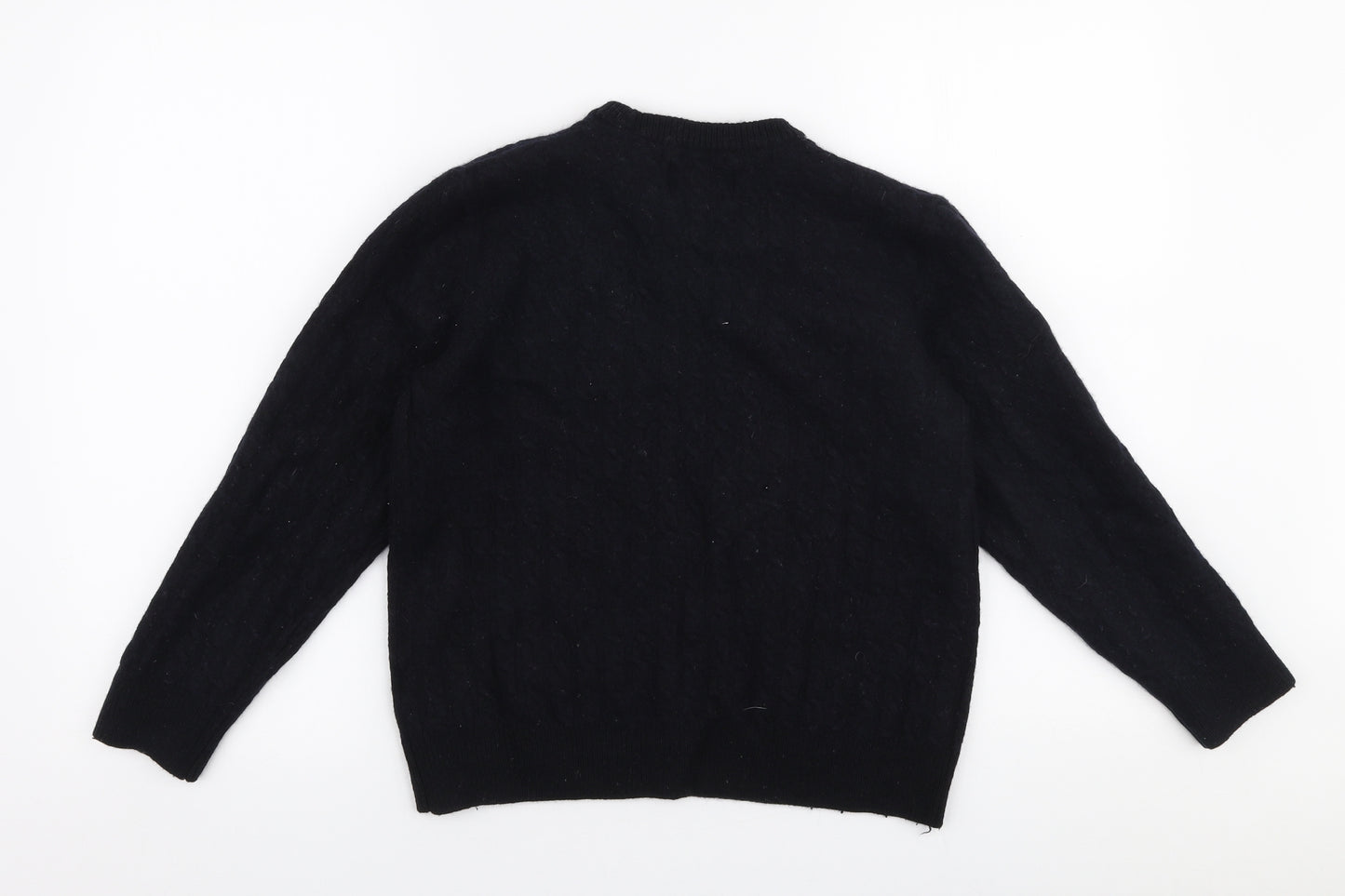 Jack Wills Womens Black Round Neck  Wool Pullover Jumper Size L