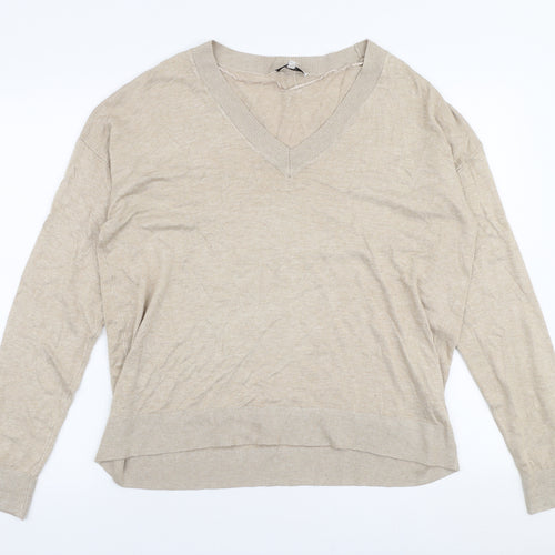 B Young Womens Beige Round Neck  Viscose Pullover Jumper Size L