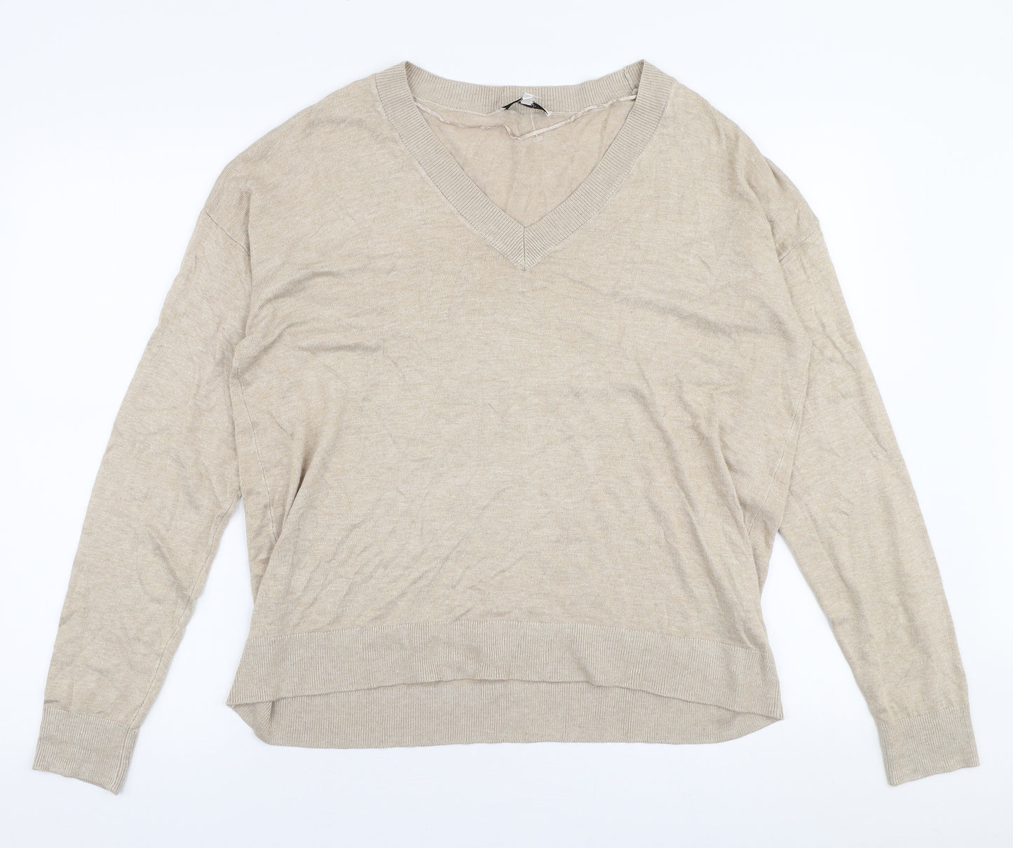 B Young Womens Beige Round Neck  Viscose Pullover Jumper Size L
