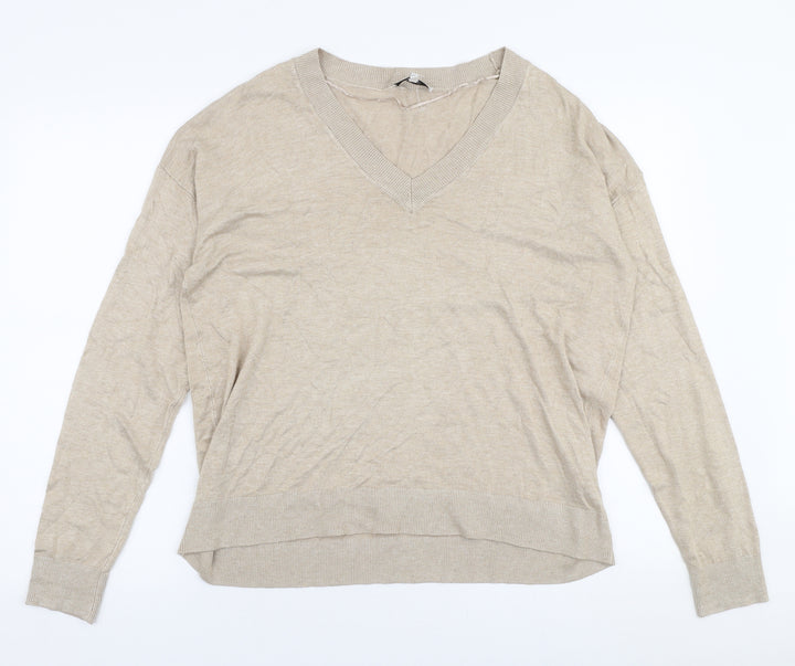 B Young Womens Beige Round Neck Viscose Pullover Jumper Size L